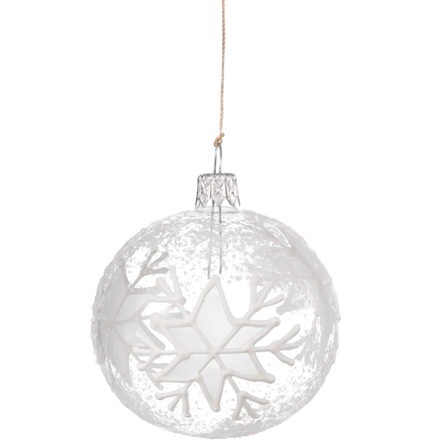 * Tree Baubles And Set Offers|Glass Bauble With White Flakes, 7 Cm