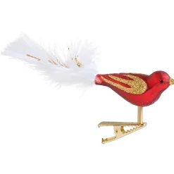 Poesie in Glas Glass Tree Decorations|Glass Bird, Red