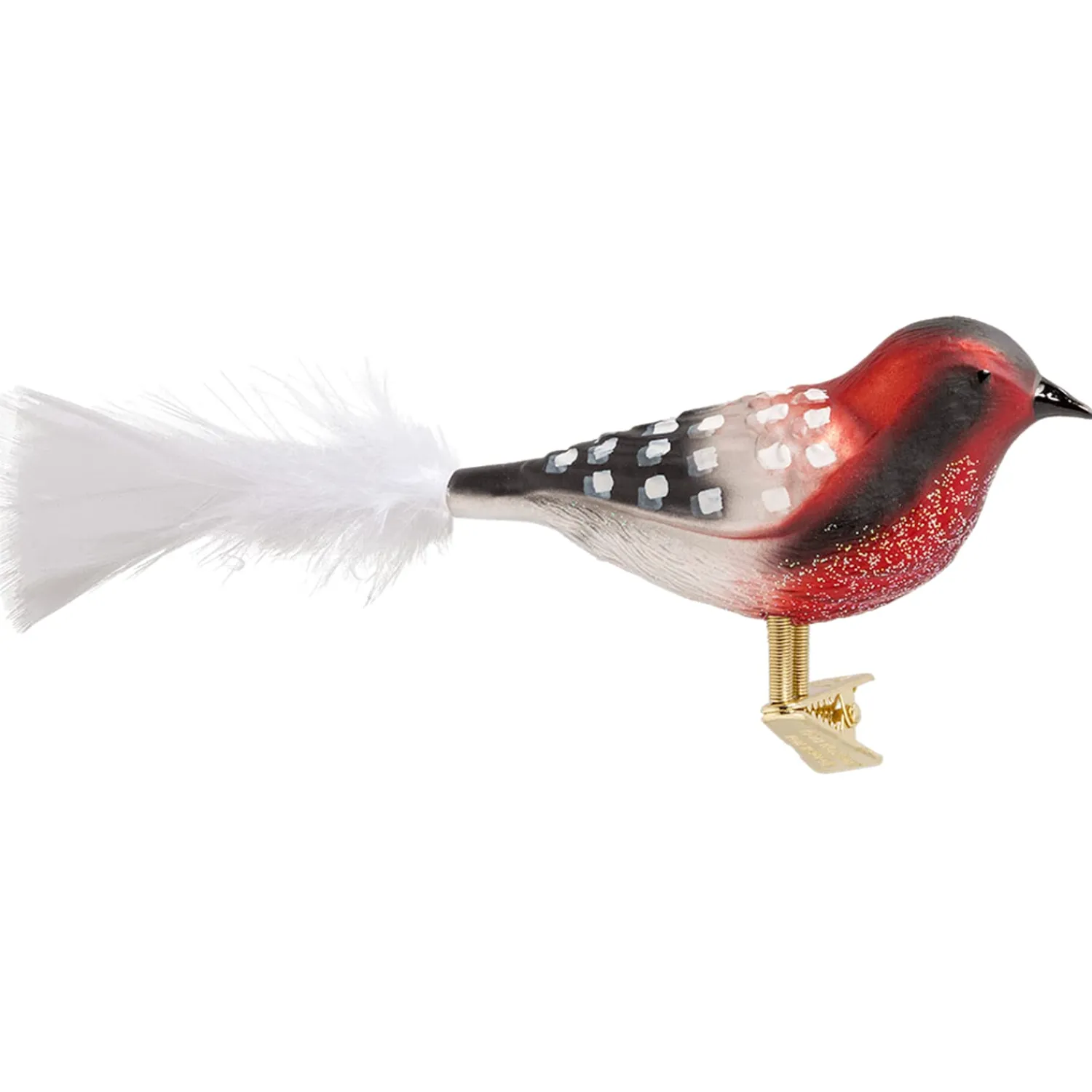 Poesie in Glas Glass Tree Decorations|Glass Bird Red-Black-White