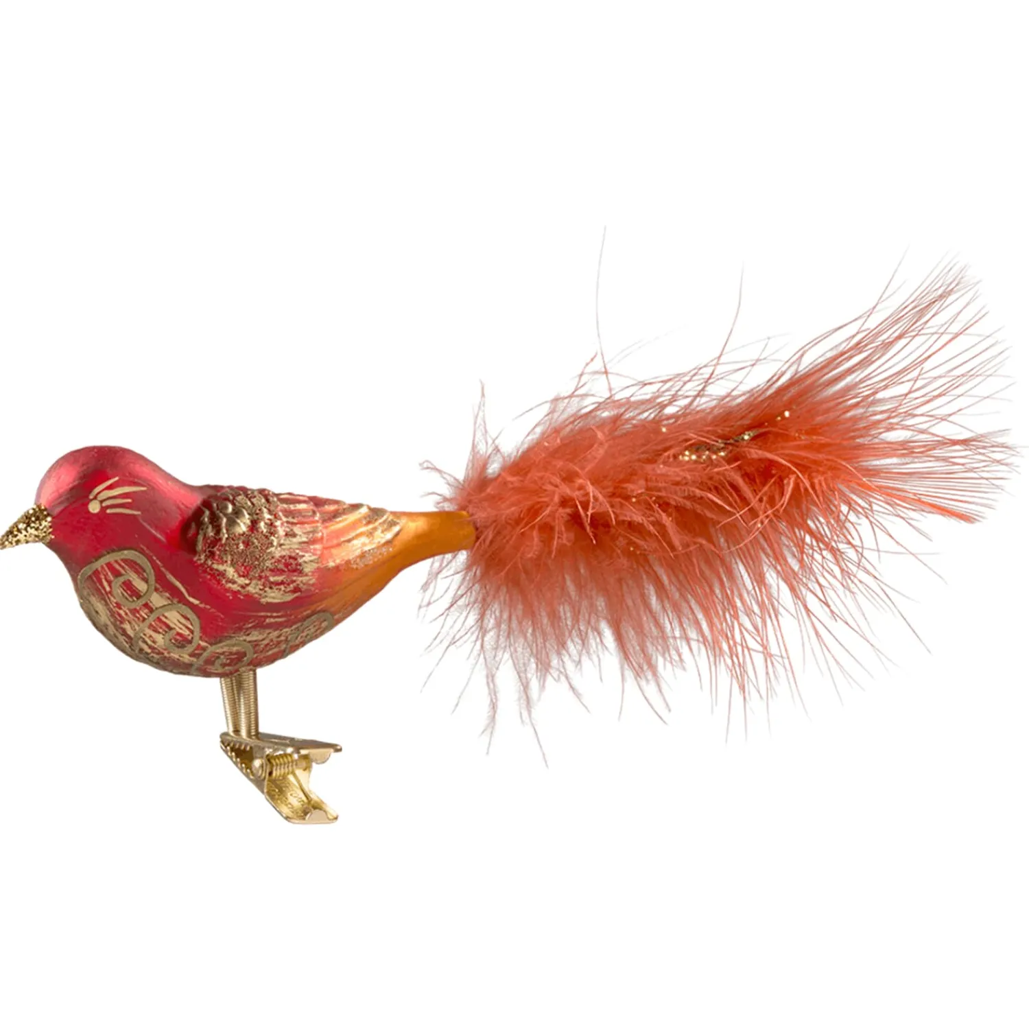 Poesie in Glas Glass Tree Decorations|Glass Bird Red-Gold