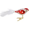 Poesie in Glas Glass Tree Decorations|Glass Bird Silver-Red Dotted