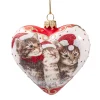* Tree Baubles And Set Offers|Glass Heart White Christmas Cats