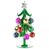 * Decorative Figurines|Green Glass Tree With Colourful Baubles