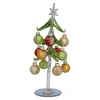 * Decorative Figurines|Green Glass Tree With Colourful Baubles, 23Cm
