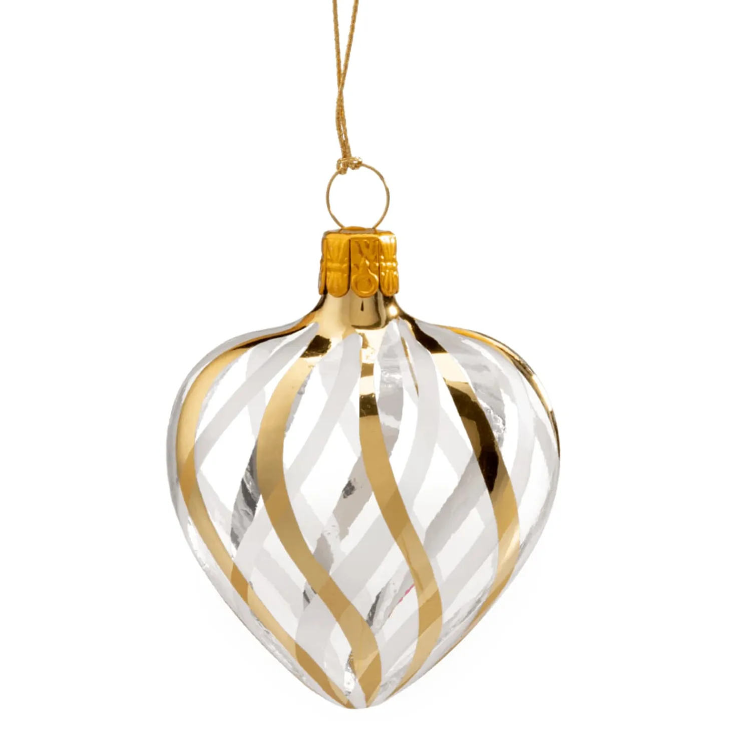 * Tree Baubles And Set Offers|Heart Clear With Gold-White Net Pattern