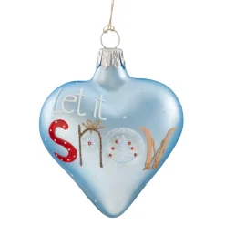 * Tree Baubles And Set Offers|Heart Light-Blue "Let It Snow", 7 Cm