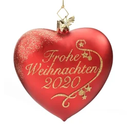 Poesie in Glas Glass Tree Decorations|Heart "Merry Christmas 2020"
