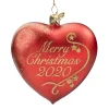 Poesie in Glas Glass Tree Decorations|Heart "Merry Christmas 2020"