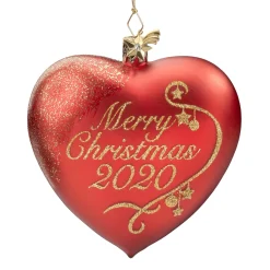 Poesie in Glas Glass Tree Decorations|Heart "Merry Christmas 2020"