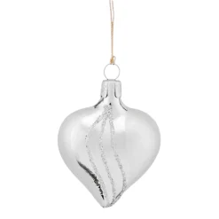 * Tree Baubles And Set Offers|Heart Silver With Glitter Decor