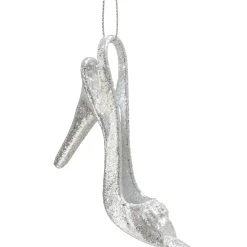 * Plastic Tree Decorations|High Heels, Silver With Glitter