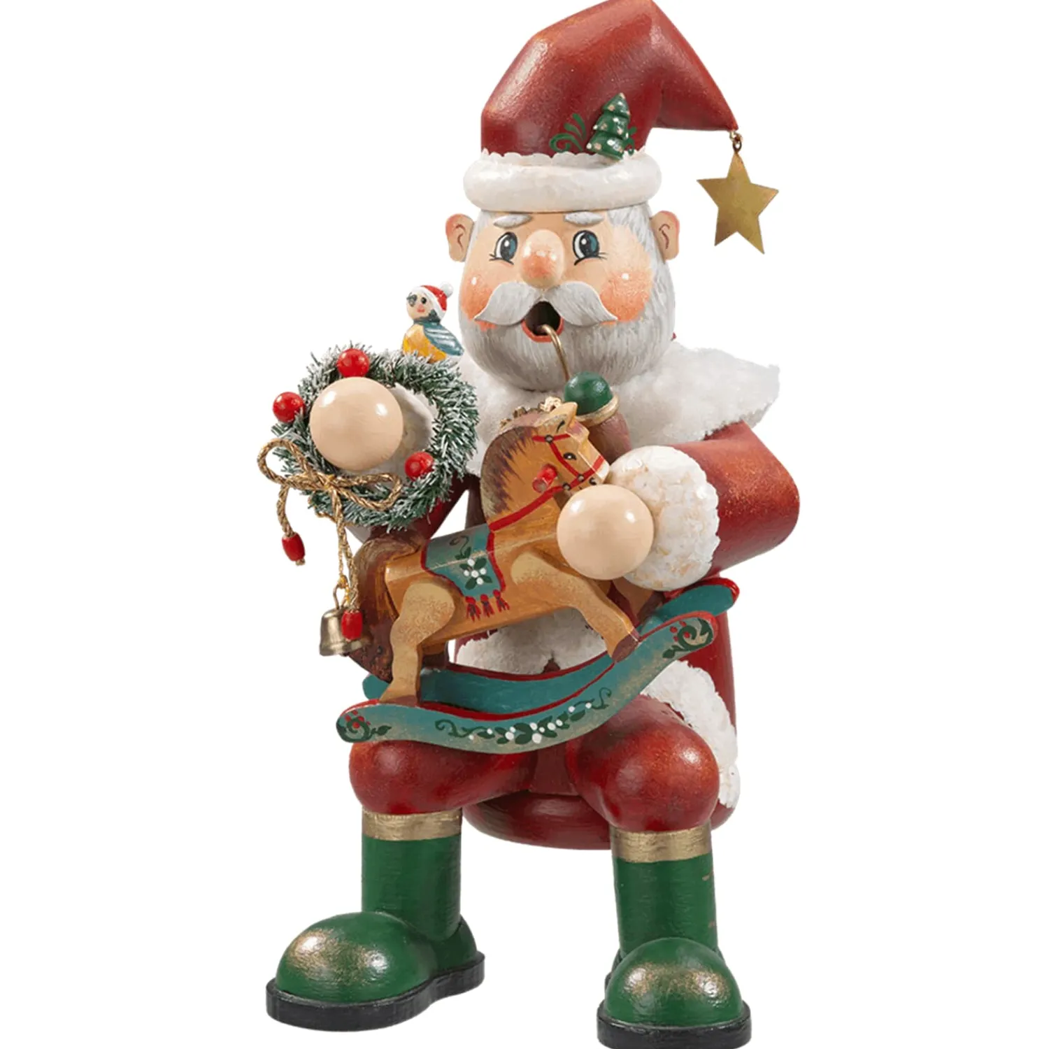 * Incense Smokers|Holzknoddl "Santa With Rocking Horse", Incense Smoker
