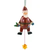 * Wood Tree Decorations|Jumping Jack Santa Claus Round