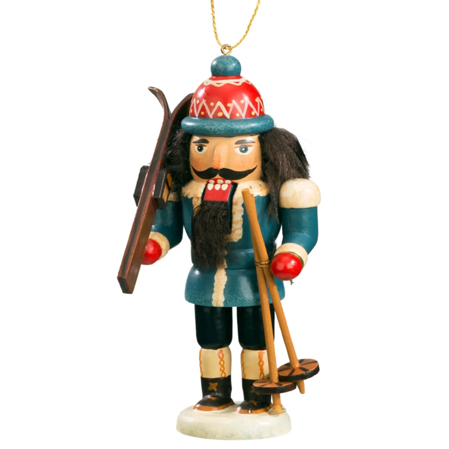 * Wood Tree Decorations|Miniknackl "Skier", 3.7 Inch