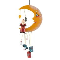 * Wood Tree Decorations|Moon With Santa