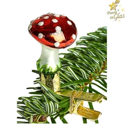 Poesie in Glas Glass Tree Decorations|Mushroom With Clip, Small (3,5Cm)