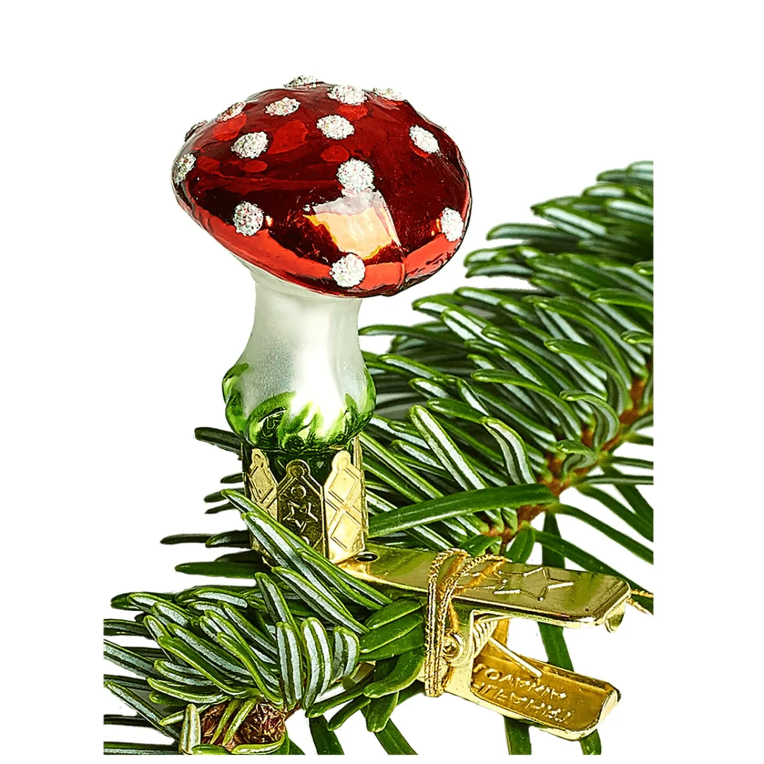 Poesie in Glas Glass Tree Decorations|Mushroom With Clip, Small (3,5Cm)