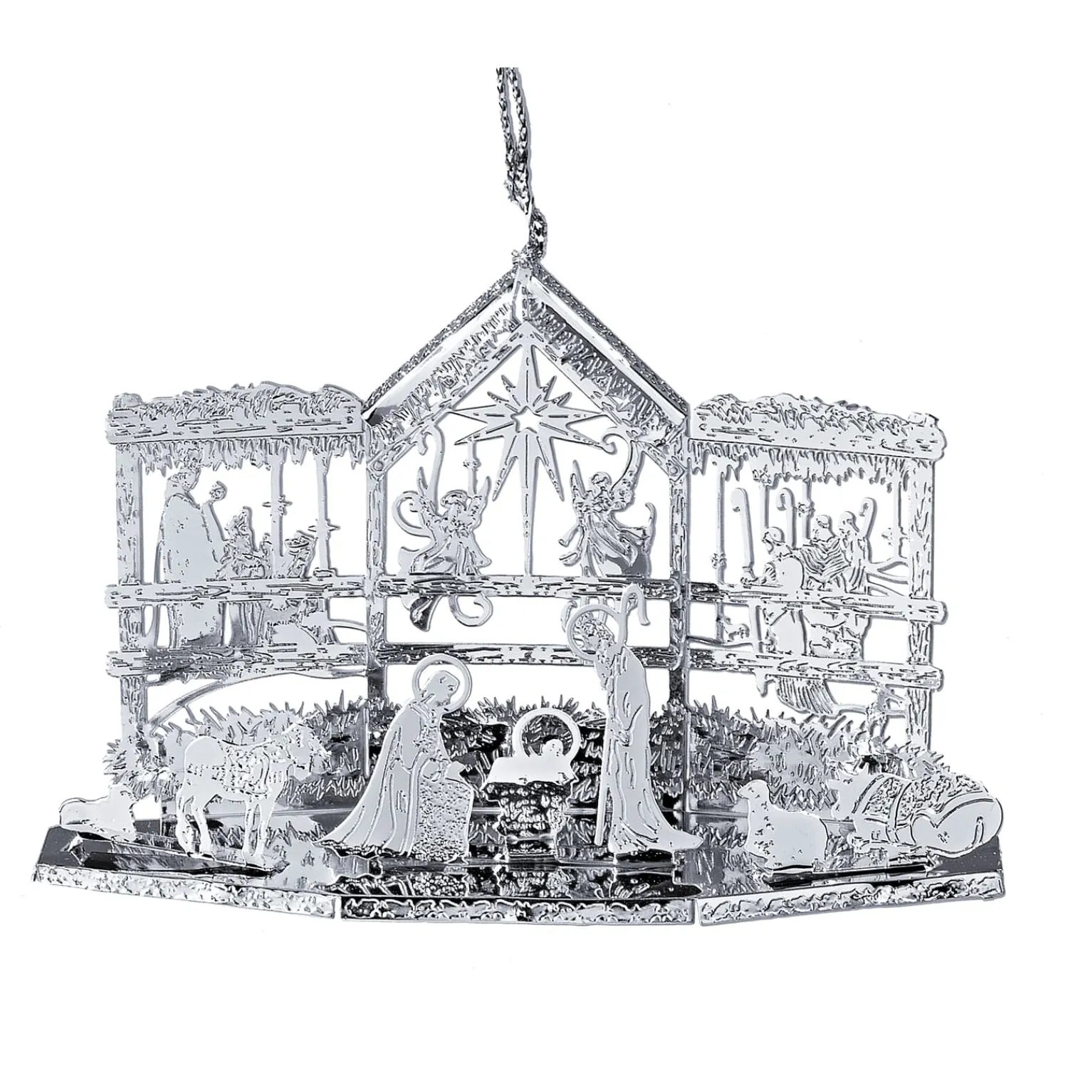 * Brass Tree Decorations|Nativity Scene, Silver