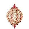 * Plastic Tree Decorations|Olive With Filigree Stars, Red