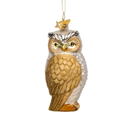 Poesie in Glas Glass Tree Decorations|Owl, Gold-Silver