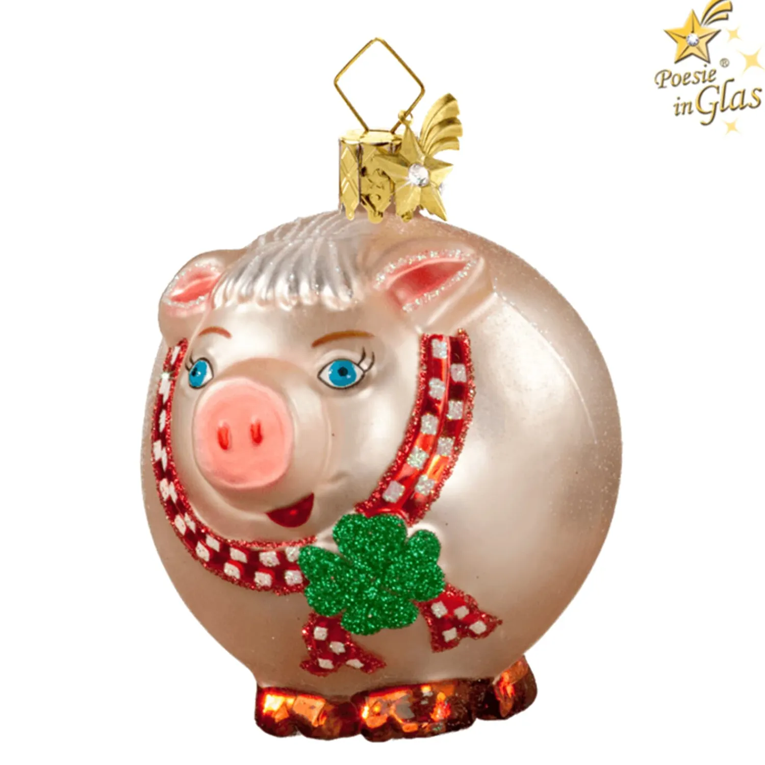 Poesie in Glas Glass Tree Decorations|Pig (Round)