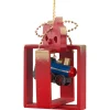 * Wood Tree Decorations|Present With Locomotive, Red