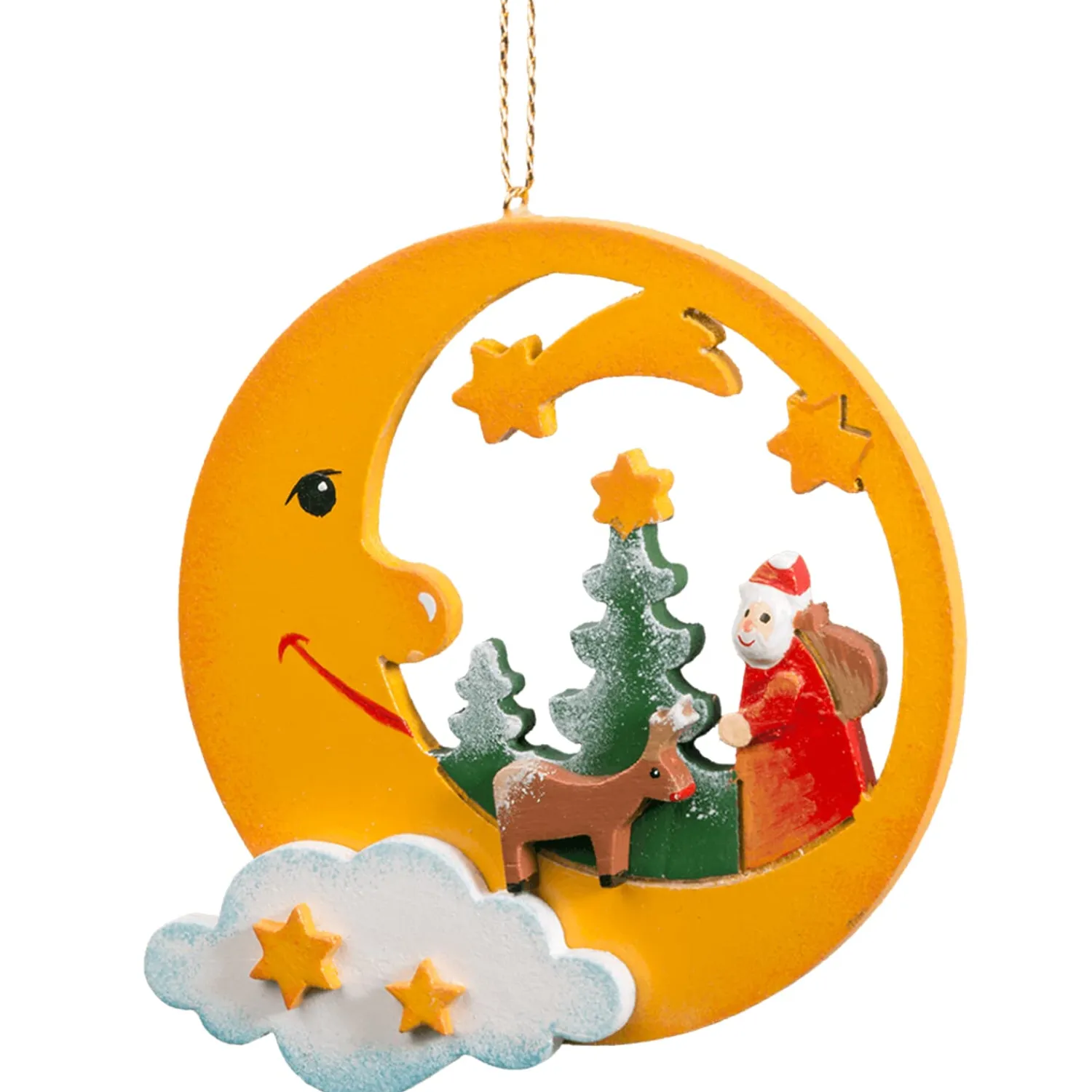 * Wood Tree Decorations|Santa In The Moonlight