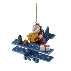 * Wood Tree Decorations|Santa On Plane