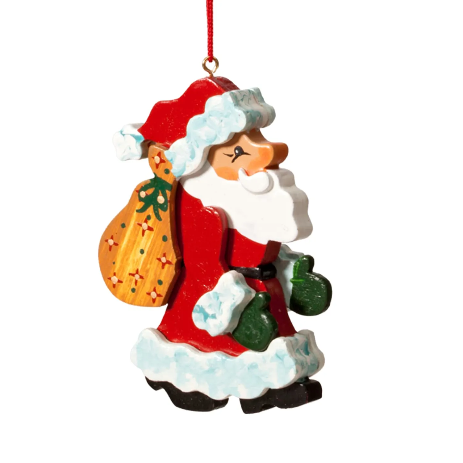 * Wood Tree Decorations|Santa With Bag
