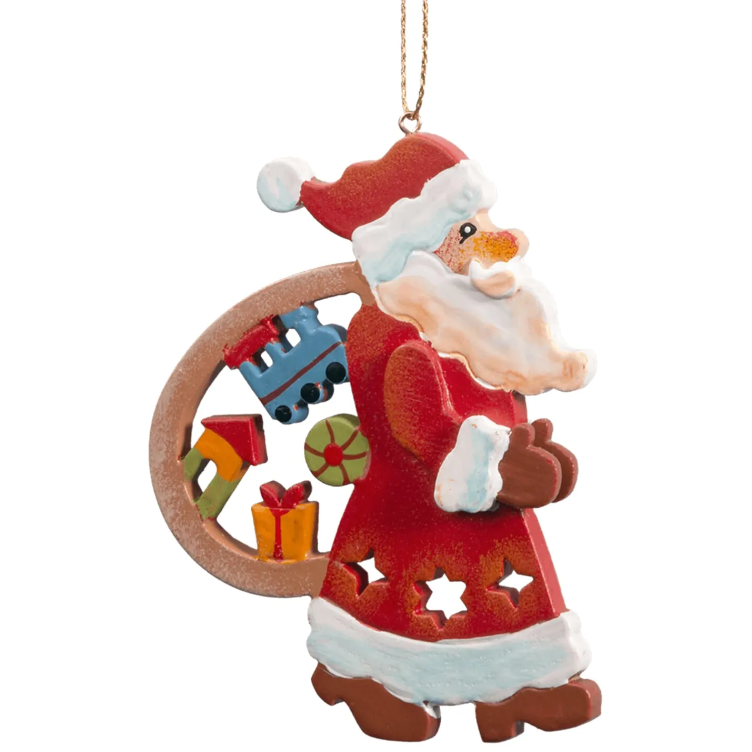 * Wood Tree Decorations|Santa With Gift Bag