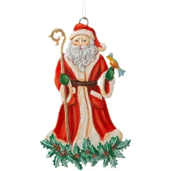 * Pewter Tree Decorations|Santa With Holly