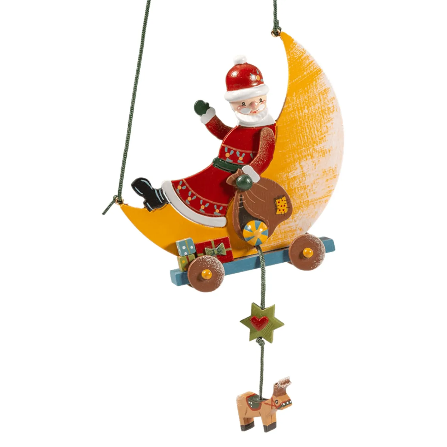 * Wood Tree Decorations|Santa's Moonride