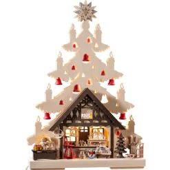 RATAGS Holzdesign Schwibbogen|Schwibbogen "Fir Tree With Gift Store", 230V With Usb A Port