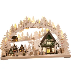 RATAGS Holzdesign Schwibbogen|Schwibbogen "Half-Timbered Village" 230V With Usb A Port