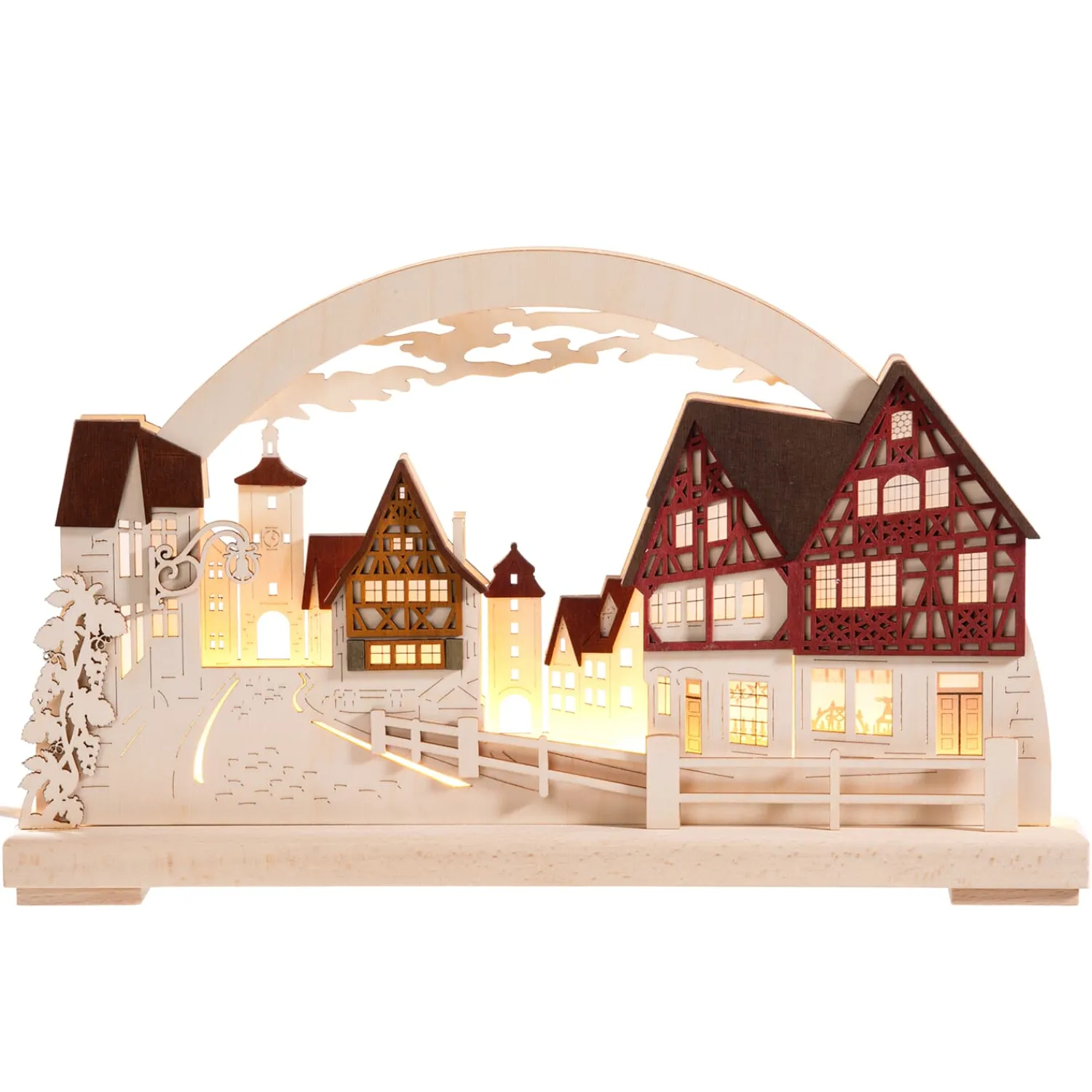 RATAGS Holzdesign Rothenburg Souvenirs|Schwibbogen "Rothenburg Plonlein" 115V With Usb A Port