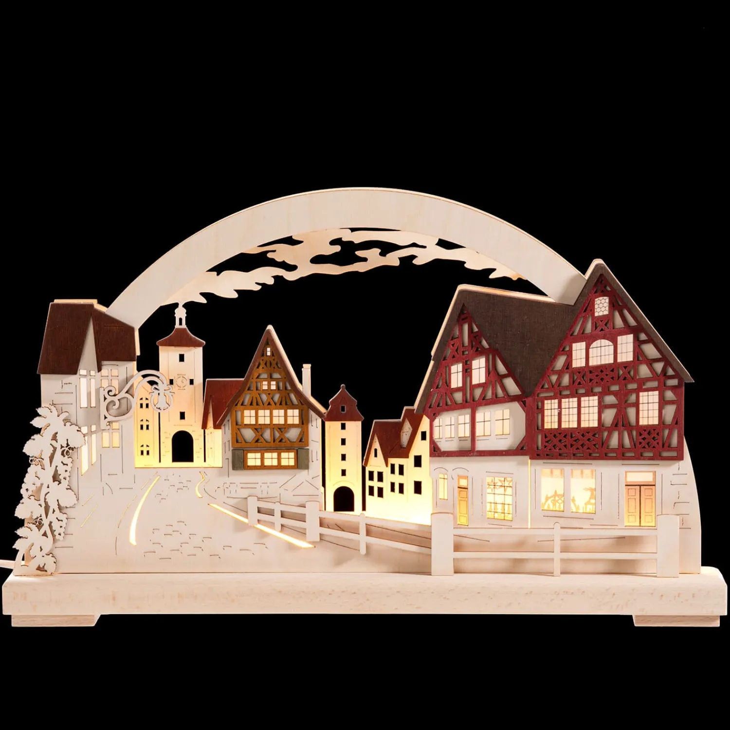 RATAGS Holzdesign Rothenburg Souvenirs|Schwibbogen "Rothenburg Plonlein" 115V With Usb A Port