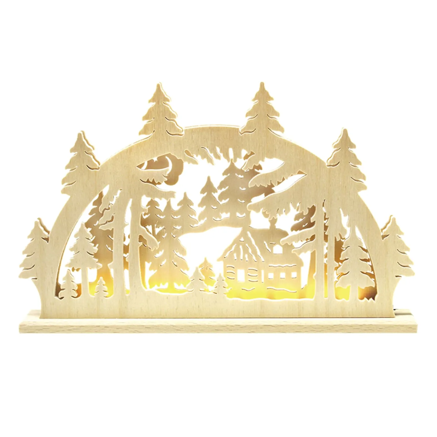 RATAGS Holzdesign Schwibbogen|Schwibbogen "Small Forest House", 230V With Usb A Port