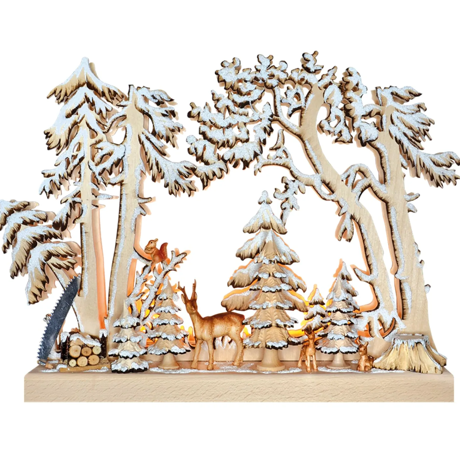RATAGS Holzdesign Schwibbogen|Schwibbogen "Winter Forest Scene", 230V With Usb A Port