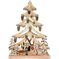 RATAGS Holzdesign Schwibbogen|Schwibbogen "Winter Forest Scene", 115V With Usb A Port