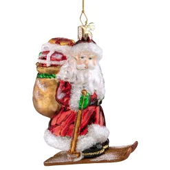 Poesie in Glas Glass Tree Decorations|Skiing Santa Claus