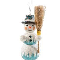 * Wood Tree Decorations|Snowman With Broom
