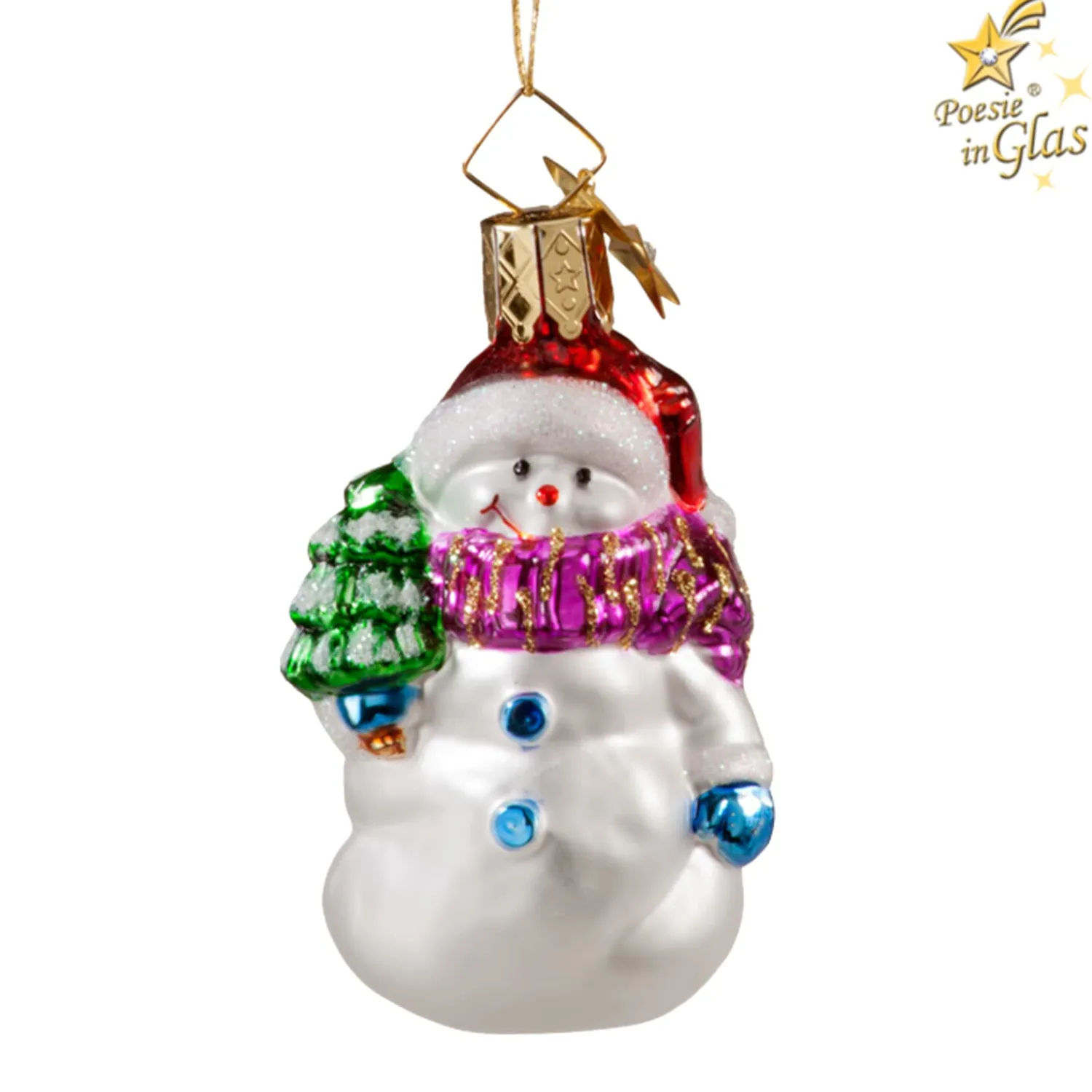 Poesie in Glas Glass Tree Decorations|Snowman With Tree