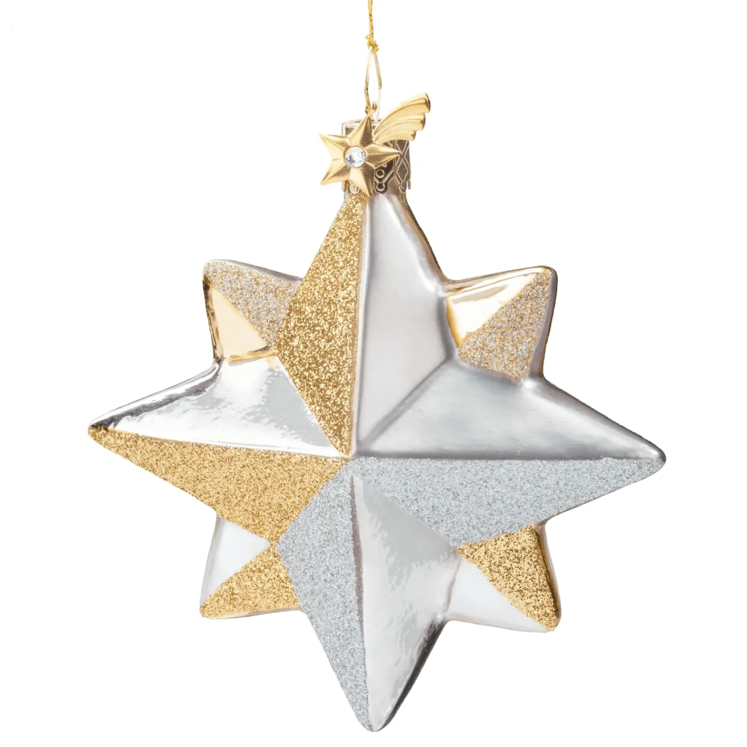 Poesie in Glas Glass Tree Decorations|Star Silver-Gold