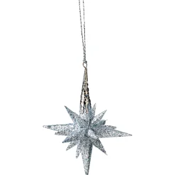 * Plastic Tree Decorations|Star With Glitter, Silver, 12 Cm