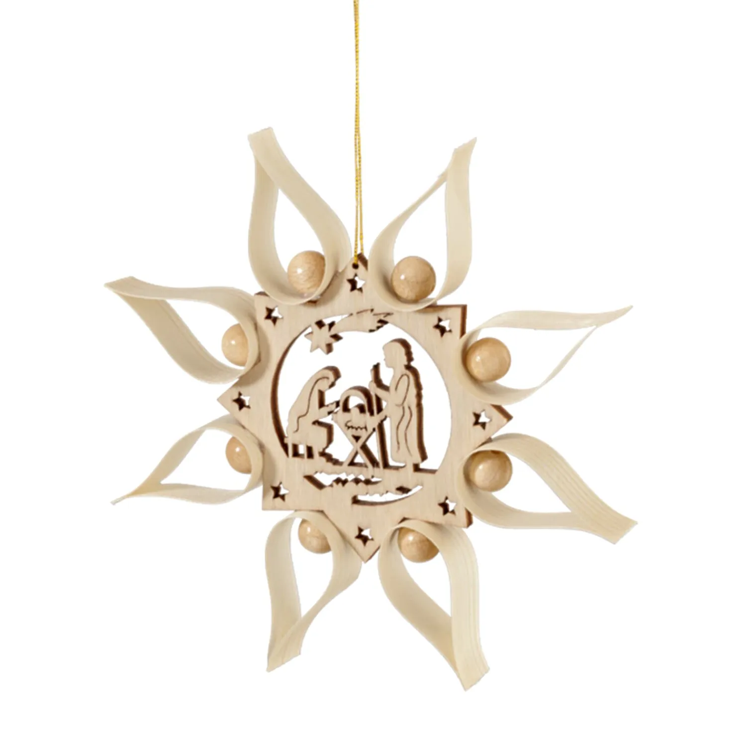 * Wood Tree Decorations|Star With Holy Family