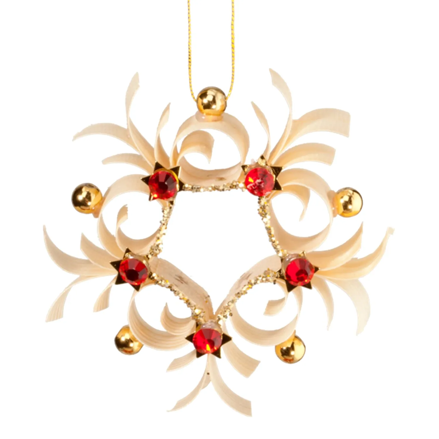 * Wood Tree Decorations|Star With Red Stones