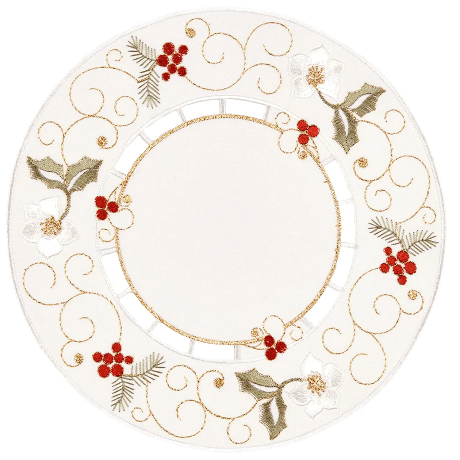 * Table Decorations|Tablecloth "Chrismtas Rose White" R20Cm