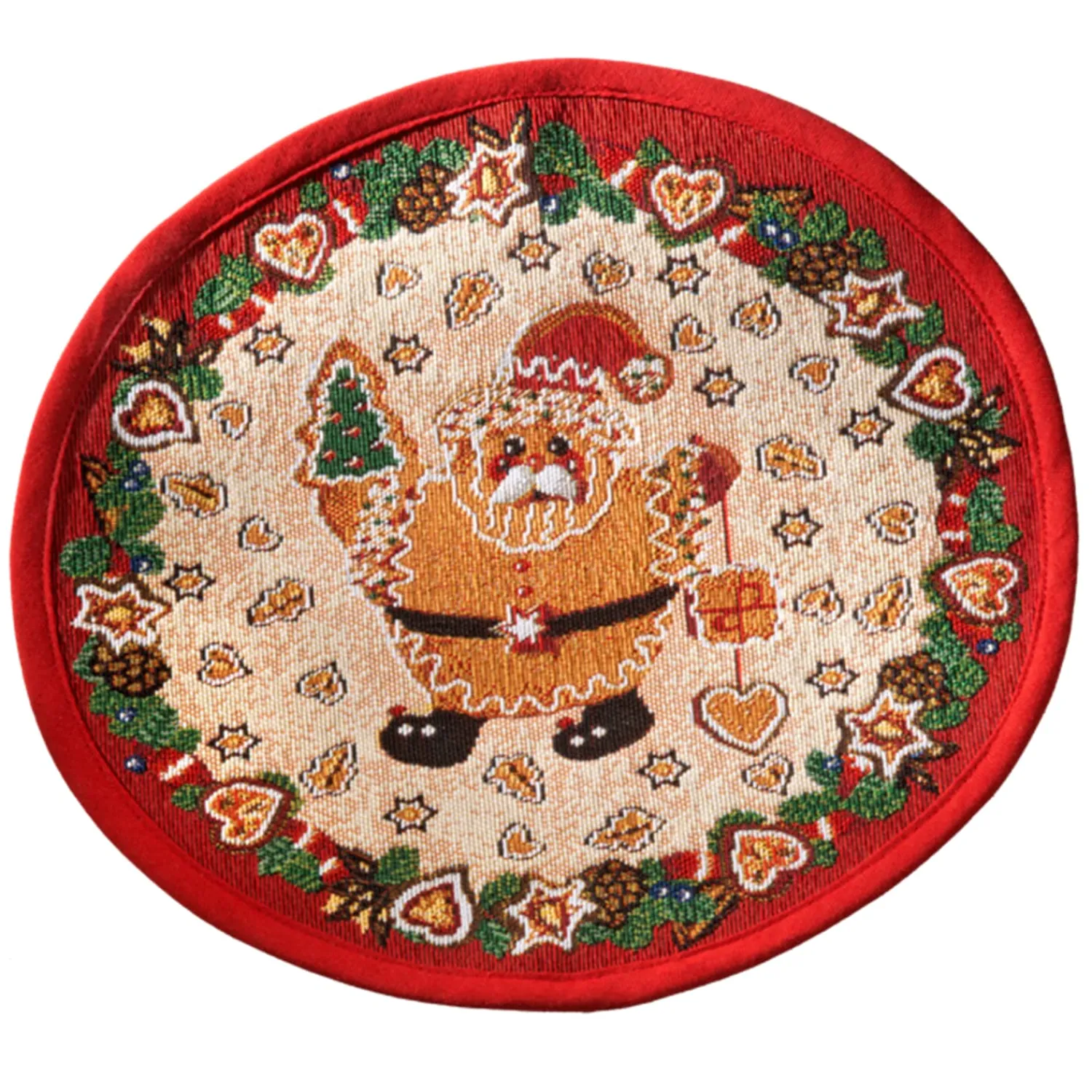 * Table Decorations|Tablecloth "Gingerbread" With Santa R 12.6 Inch