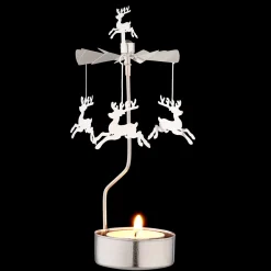 * Candle- & Tealight Holders|Tealight Carousel "Reindeers", Silver