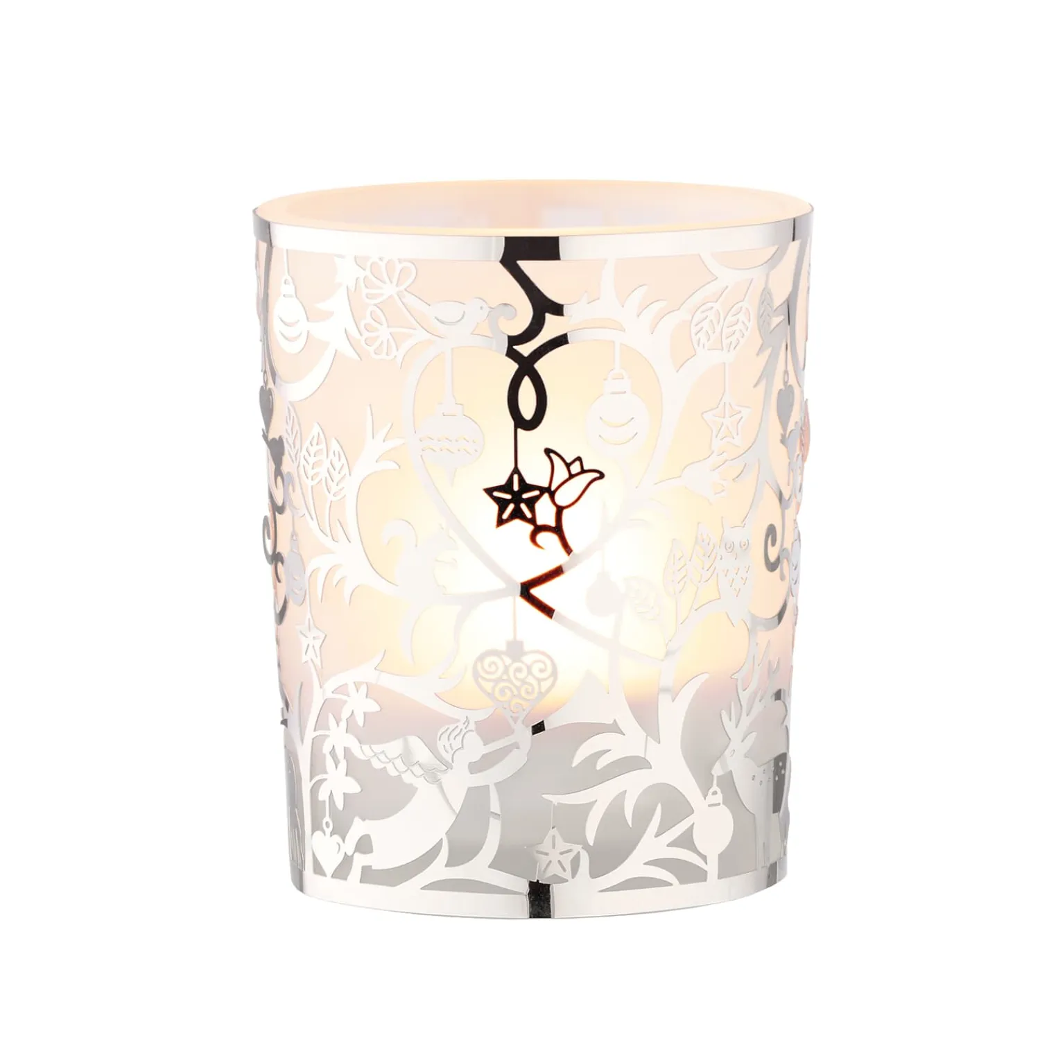 * Candle- & Tealight Holders|Tealight Glass "Christmas In The Forest", Silver